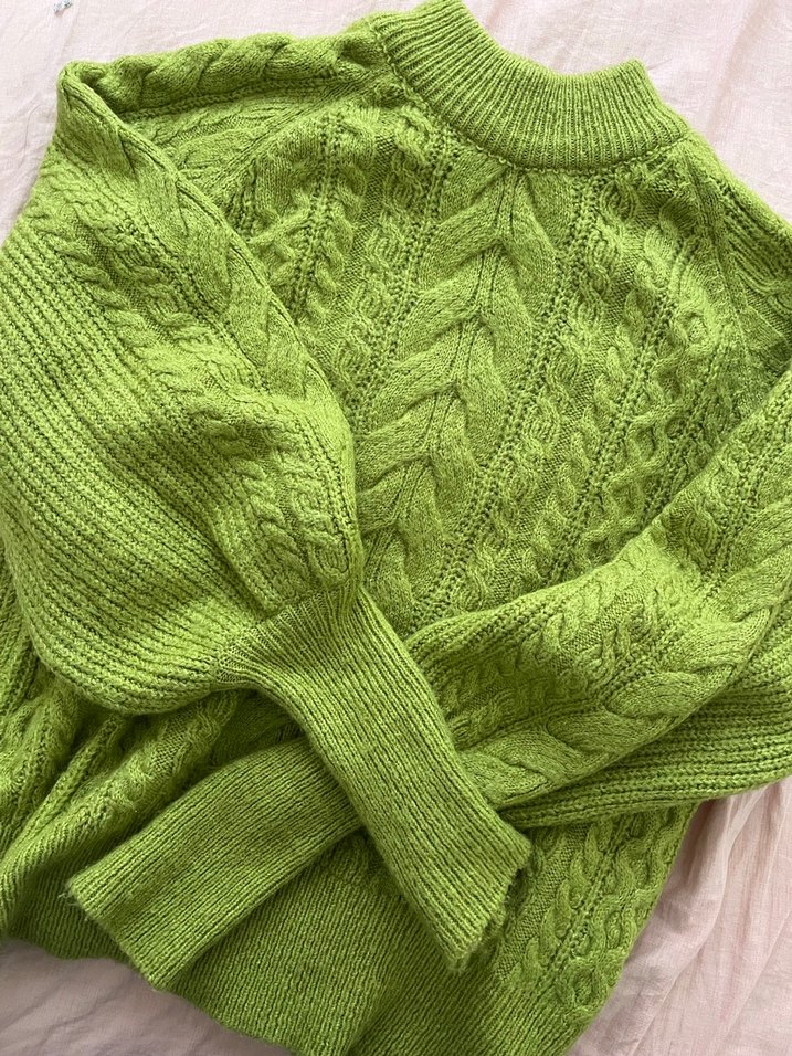 Kadın Yeşil Örgü Boğazlı Kazak - Görsel 2