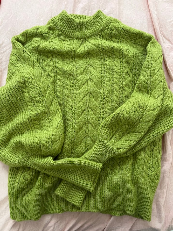 Kadın Yeşil Örgü Boğazlı Kazak - Görsel 3