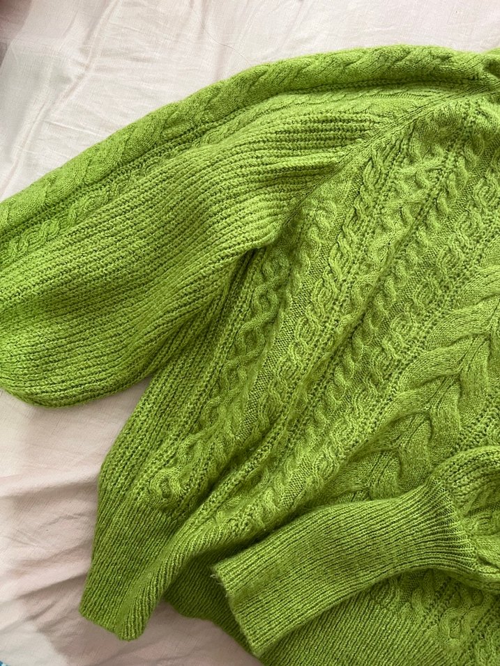 Kadın Yeşil Örgü Boğazlı Kazak - Görsel 4