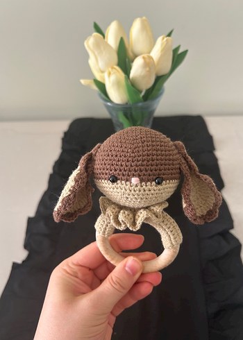 Kahverengi Örgü Köpek Diş Kaşıyıcı Oyuncak