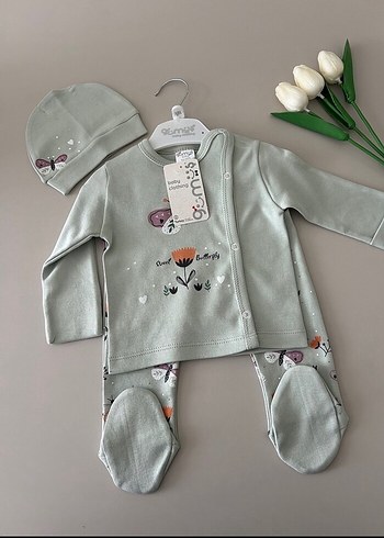 LC Waikiki Gri Baskılı Uzun Kollu Bebek Takımı