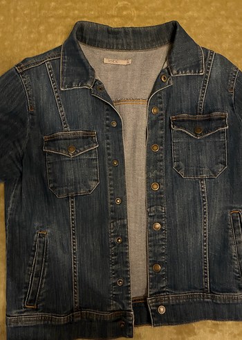 l Beden mavi Renk Düğmeli Kadın Mavi Denim Ceket