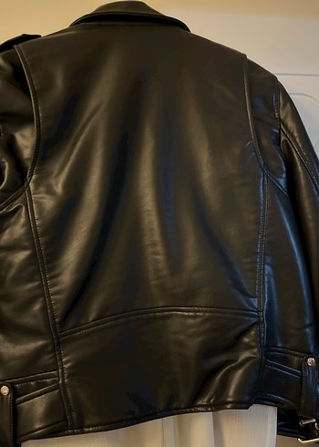 l Beden siyah Renk Zara Siyah Deri Kadın Biker Ceket