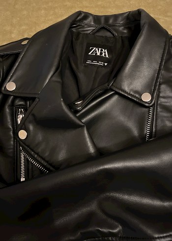 l Beden Zara Siyah Deri Kadın Biker Ceket