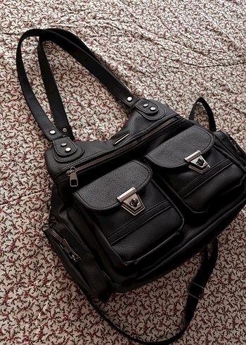American Vintage Siyah Deri Vintage Omuz Cantasi