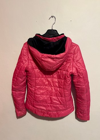 s Beden pembe Renk Pembe Kapüşonlu Fermuarlı Kadın mont
