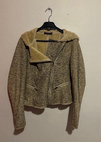 Bershka Kürk Detaylı Gri Süet Kadın Ceket