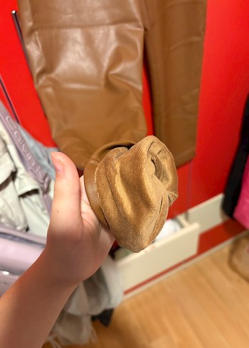 l Beden Kahverengi Deri Kadın Pantolon