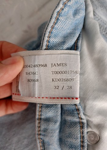 Fermuarlı Baskılı buz mavi Kadın Jean
