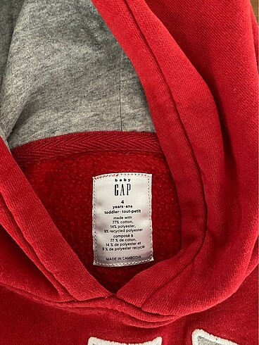 4 Yaş Beden GAP kapüşonlu sweatshirt