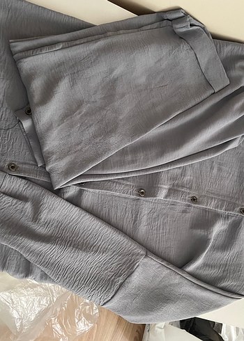 Gri Düğmeli kadın aerobin takım - Görsel 3