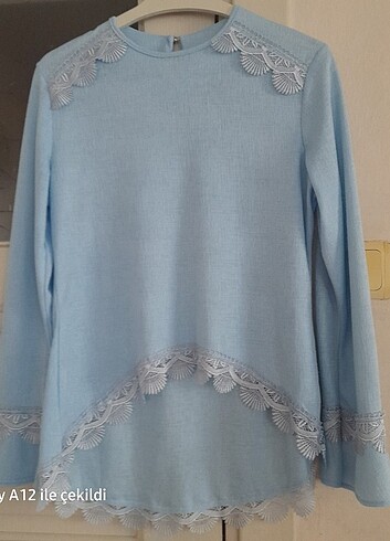 Bebe mavisi gübürlü bluz