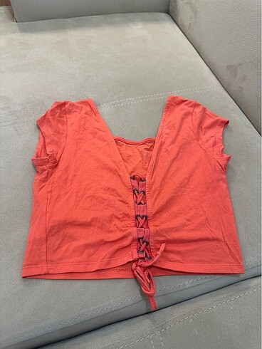 Bershka Bershka Mercan Rengi Crop Top Kısa Bluz M Beden