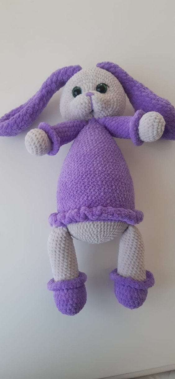 Mor ve Gri Peluş Tavşan Oyuncak - Görsel 2