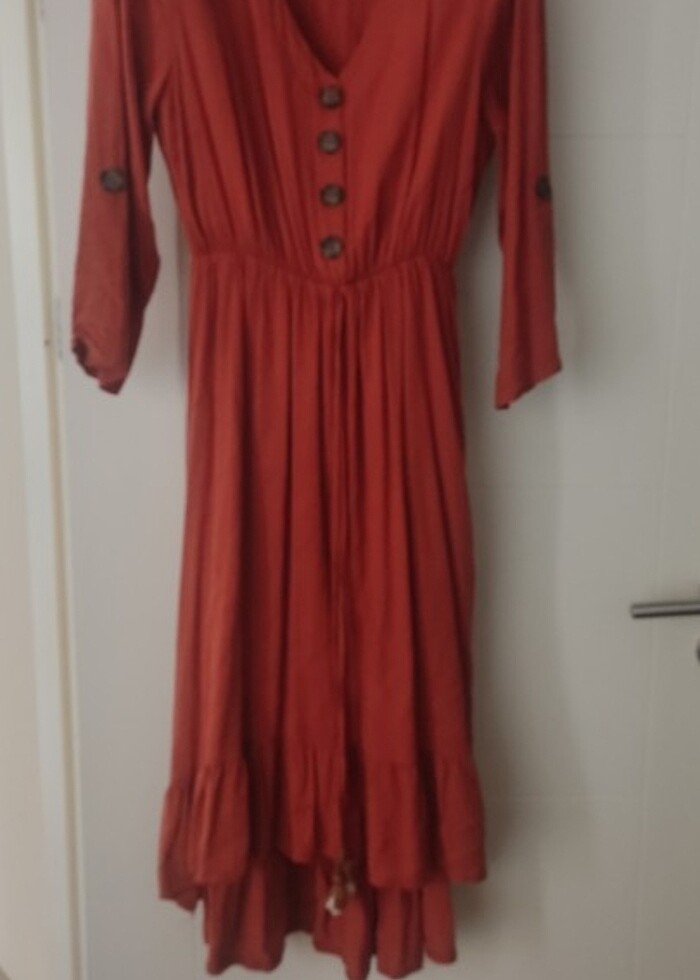 Kiremit rengi elbise - Görsel 2