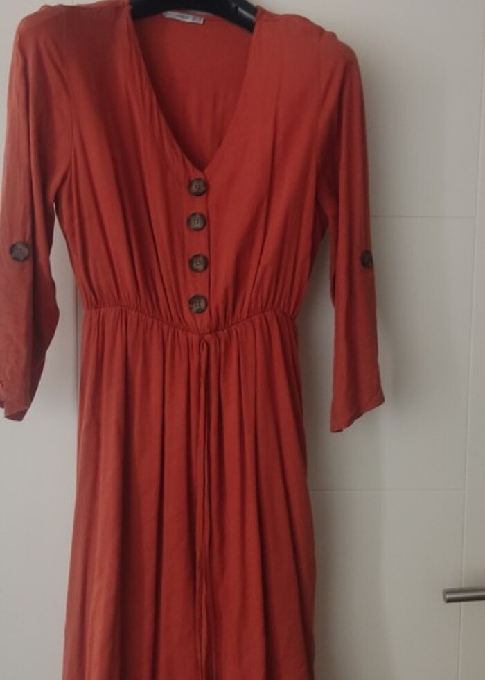 Kiremit rengi elbise - Görsel 3