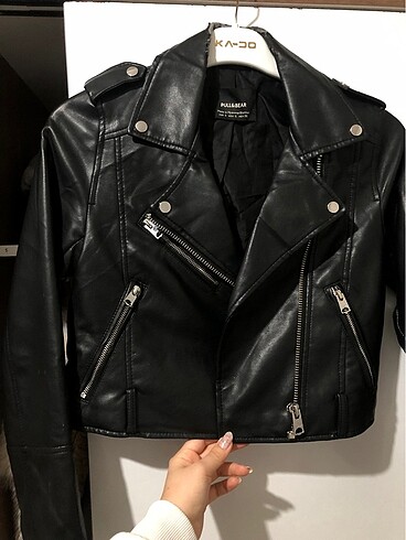 Pull and Bear Suni Deri Biker Ceket