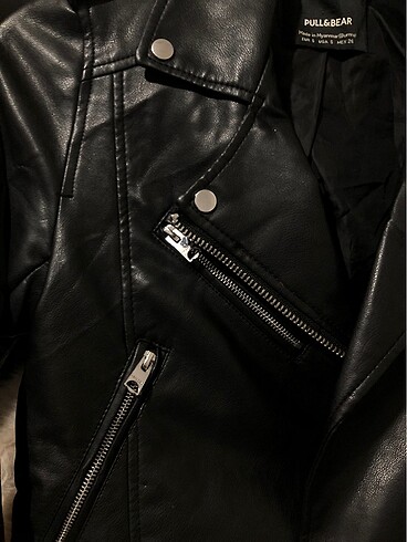 s Beden siyah Renk Suni Deri Biker Ceket
