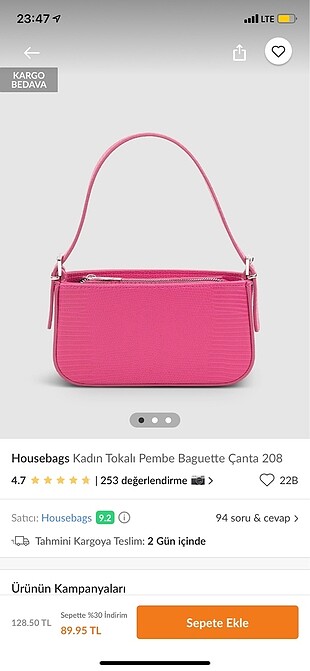 Pembe çanta
