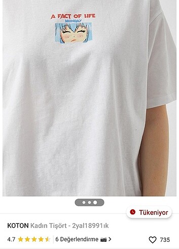 Koton Koton anime baskılı kadın tişört