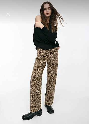 m Beden Pull&Bear Leopar Desenli Jean