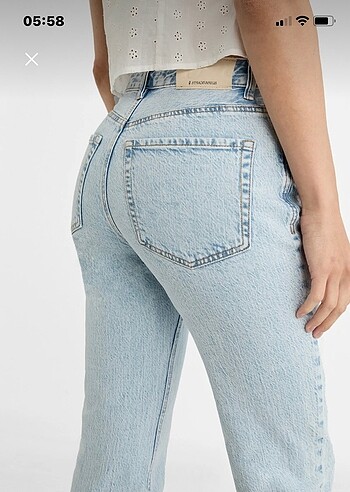 l Beden mavi Renk Stradivarius D98 Straight Fit Vintage Jean