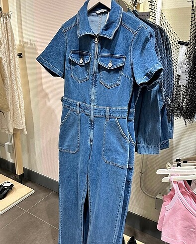l Beden mavi Renk Stradivarius Denim Tulum