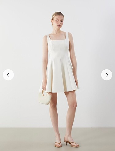 Kare Yaka Peplum Mini Elbise