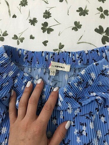 xs Beden mavi Renk Koton Çicekli Kısa Etek
