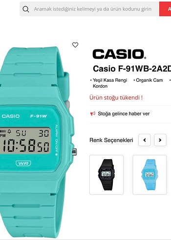 Casio Turkuaz Casio F-91WB-2A2D Kadın Kol Saati