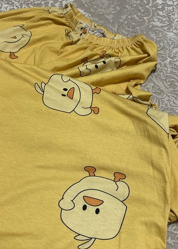 Sarı Baskılı Uzun Kollu  Pijama Takımı - Görsel 5