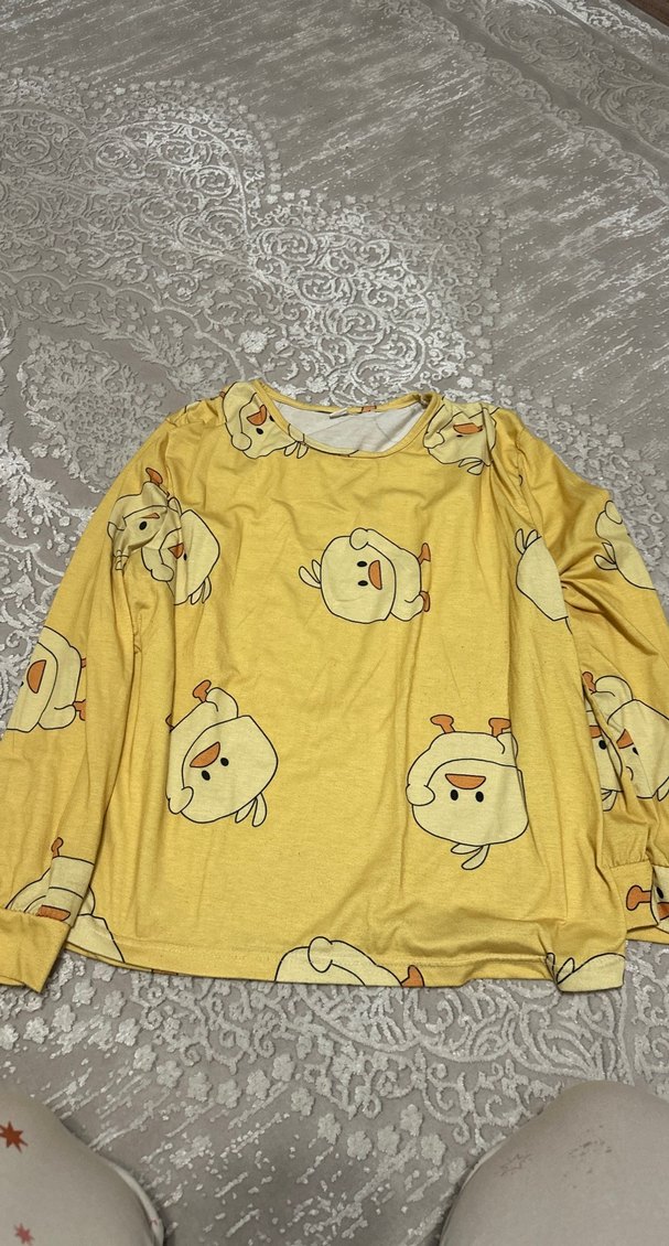 Sarı Baskılı Uzun Kollu  Pijama Takımı - Görsel 2