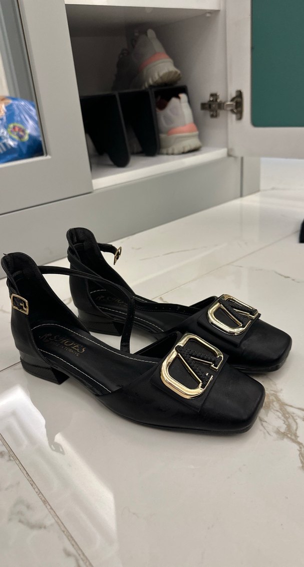 Siyah Tokalı Blok Topuklu Kadın Babet - Görsel 2