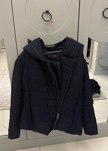 SELEN Lacivert Asimetrik Fermuarlı Kadın Mont - Görsel 2