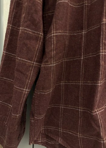 TRENDYOLMAn Erkek Kareli Bordo Düğmeli  Keten Gömlek - Görsel 3