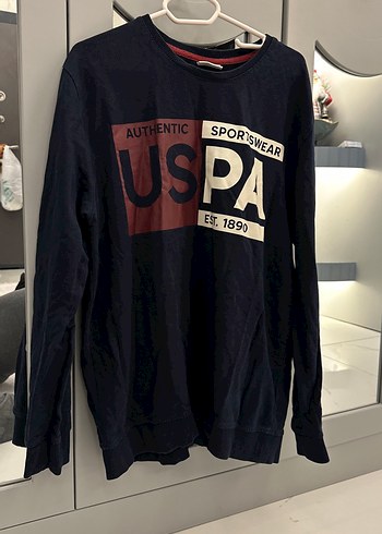 USPA Erkek Lacivert Baskılı Sweatshirt - Görsel 2