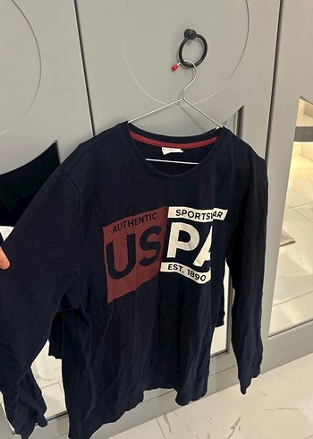 USPA Erkek Lacivert Baskılı Sweatshirt - Görsel 3