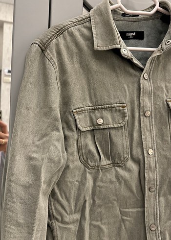 MAVİ Erkek Haki Düğmeli Erkek Keten Gömlek - Görsel 2