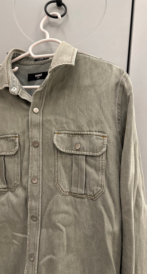 MAVİ Erkek Haki Düğmeli Erkek Keten Gömlek - Görsel 3