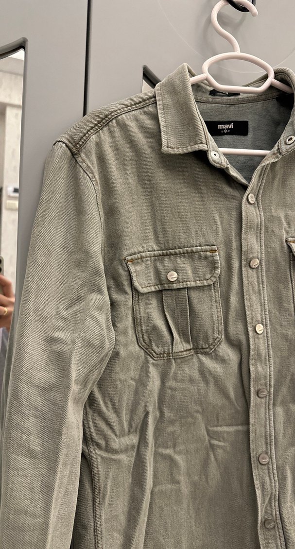 MAVİ Erkek Haki Düğmeli Erkek Keten Gömlek - Görsel 2