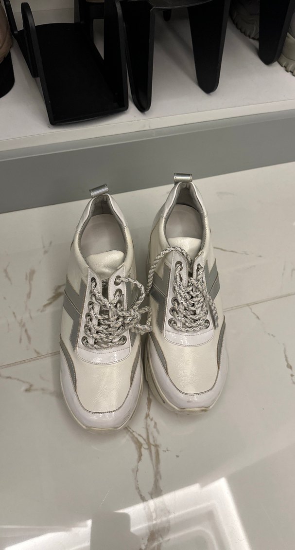 DGN Beyaz 6cm Dolgu Topuklu Bağcıklı Kadın Spor Ayakkabı - Görsel 3