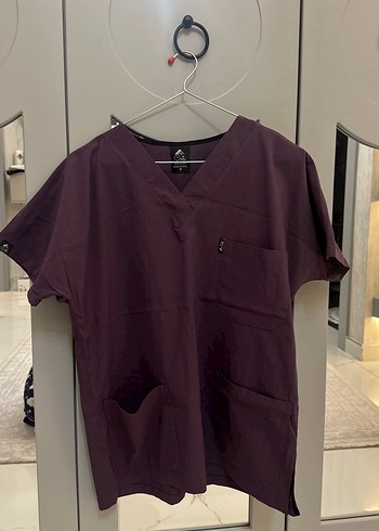 Mor V Yaka Hemşire/Doktor Scrubs Forma Önlük - Görsel 3