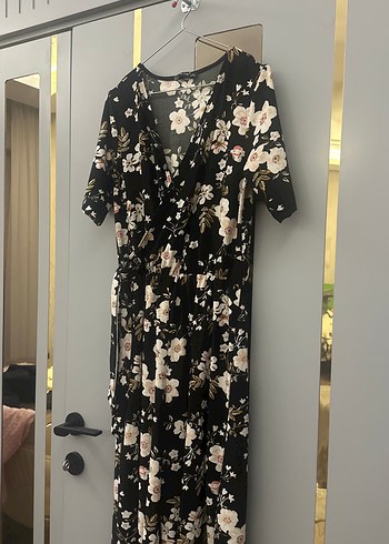 Siyah Çiçekli Bohem Uzun Tulum - Görsel 5