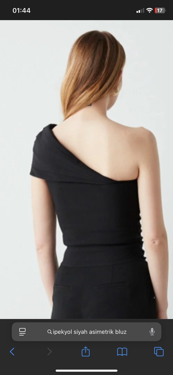 Siyah Asimetrik Straplez Mini Bluz - Görsel 3