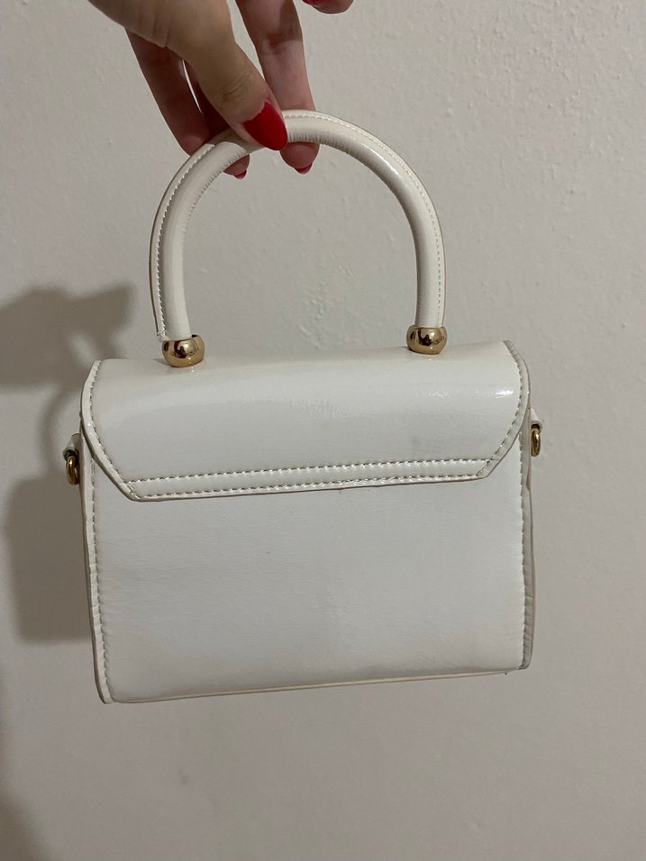 Beyaz Deri Kadın El Çantası - Görsel 2