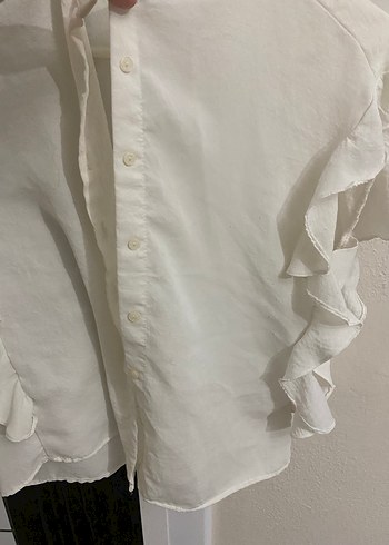 Fırfırlı Kolsuz Beyaz Gömlek - Görsel 4