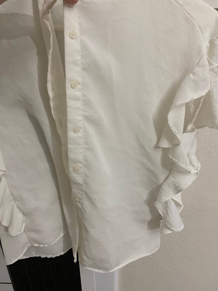 Fırfırlı Kolsuz Beyaz Gömlek - Görsel 4