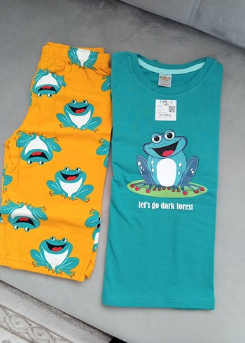 Çocuk Baskılı Mavi pijama takımı