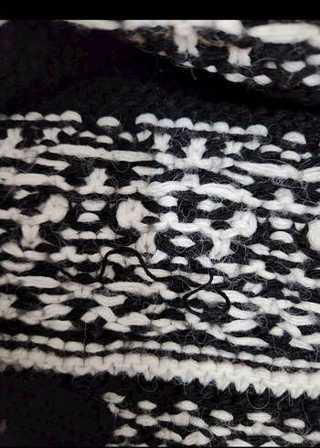 Bohem Etnik Desenli Siyah Triko Kazak - Görsel 4