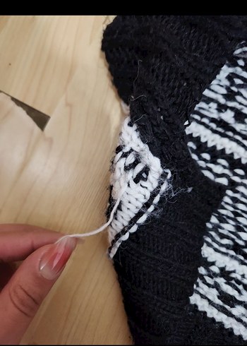 Bohem Etnik Desenli Siyah Triko Kazak - Görsel 8